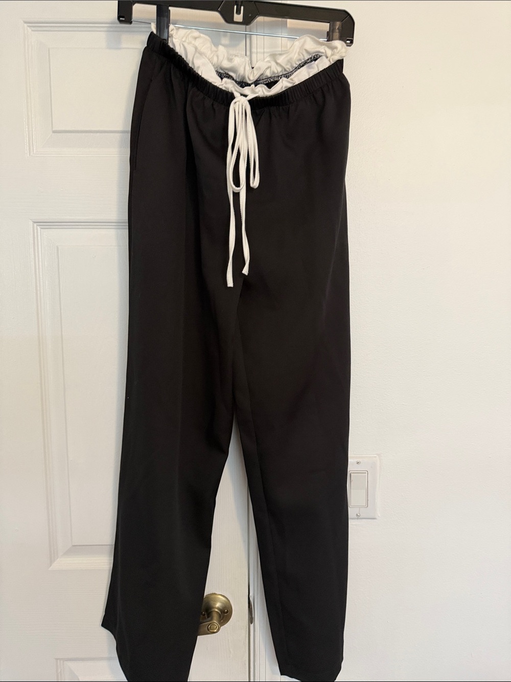 Women's Black Drawstring Lounge Pants with ruffles